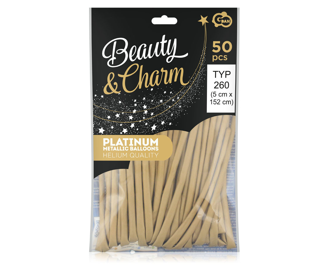 Balloons B&C, modelling platinum light gold, 50pcs