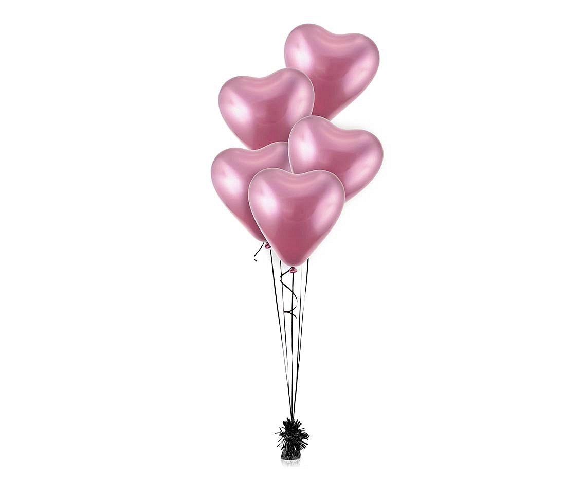 Balloons B&C 12", platinum light pink hearts, 6pcs