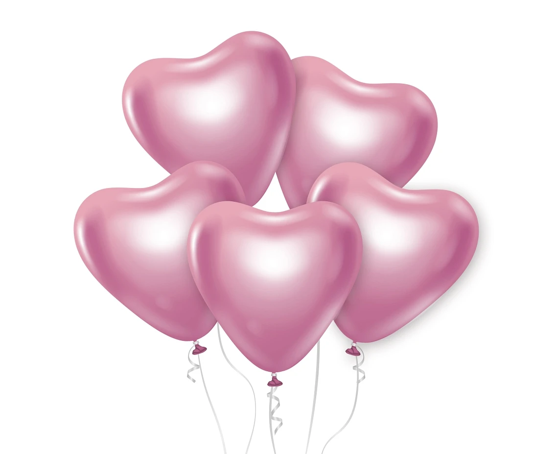 Balloons B&C 12", platinum light pink hearts, 6pcs