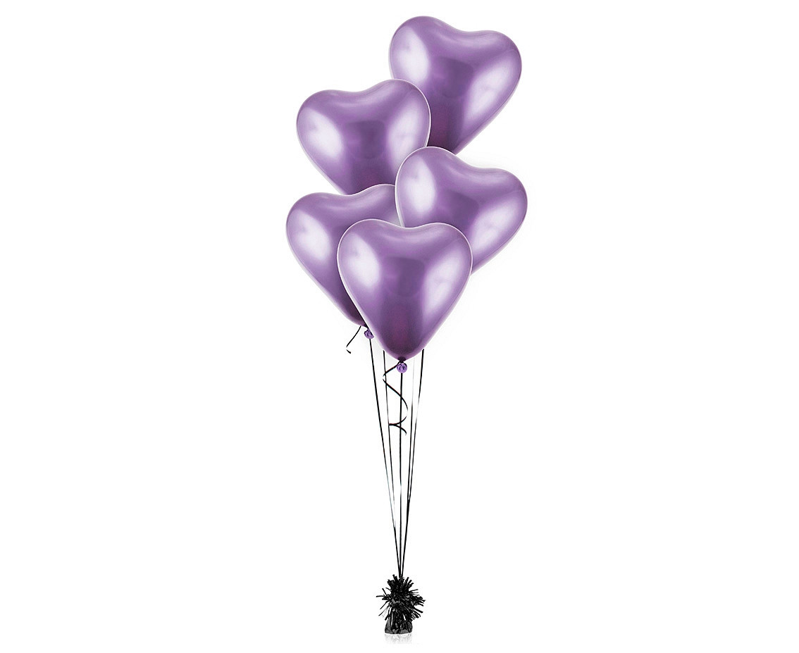 Balloons B&C 12", platinum light purple hearts, 6pcs