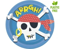 Ahoy Pirate paper plates, 23 cm, 8 pcs (plastic-free) EOL