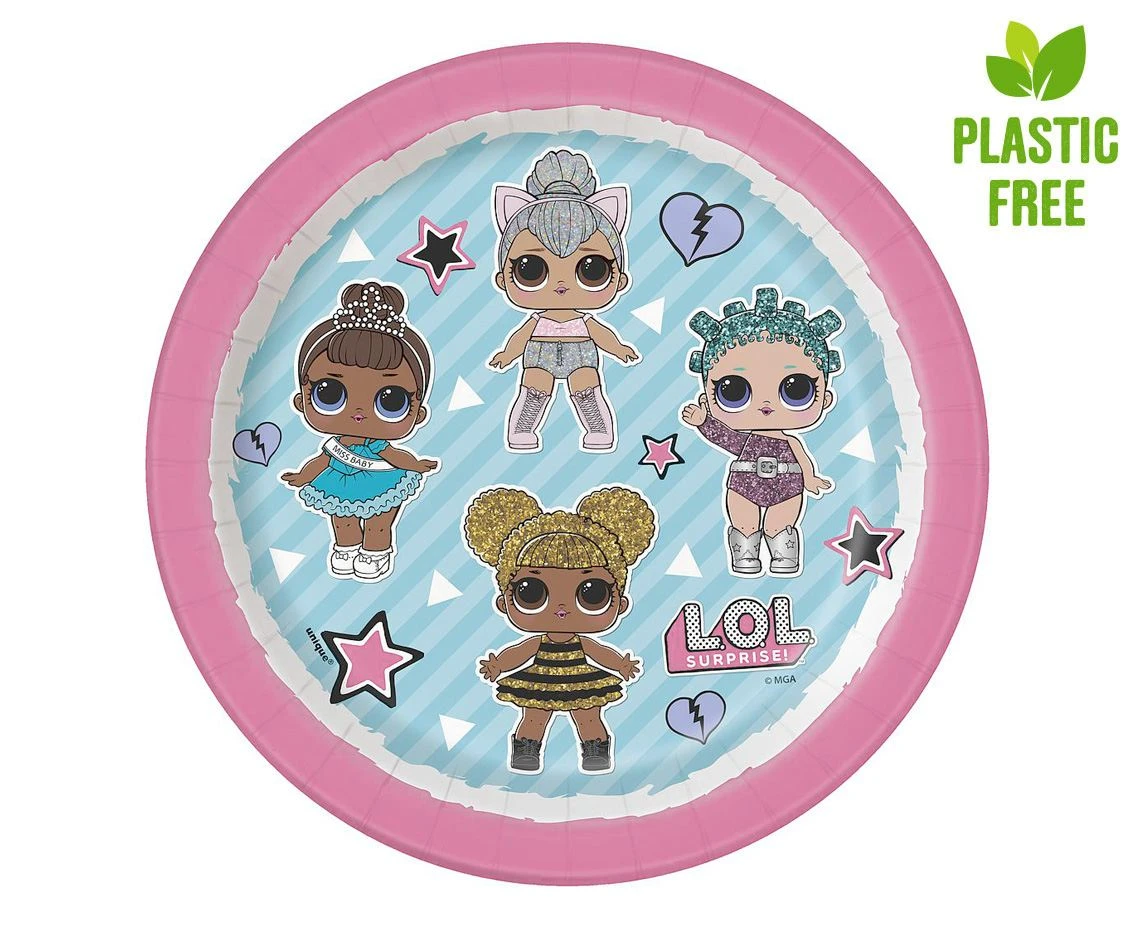 LOL Surprise paper plates, 18 cm, 8 pcs. (plastic-free) EOL
