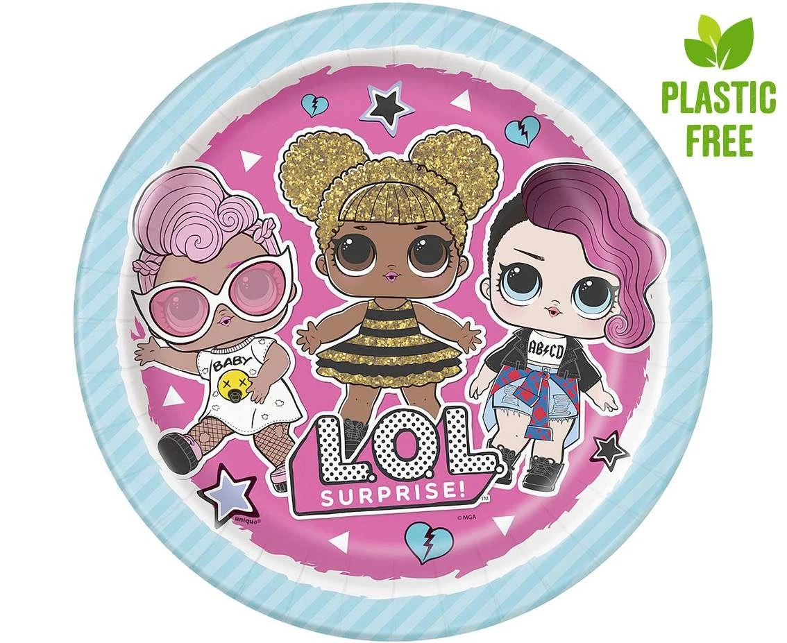 LOL Surprise paper plates, 23 cm, 8 pcs. (plastic-free) EOL