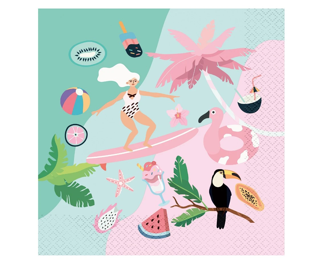 Paper napkins Summer collection - Let''s Party (surfing), 33x33 cm/ 20 pcs. EOL