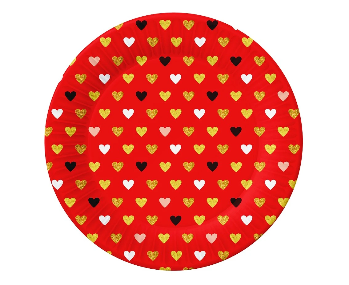 Paper plates XOXO collection (red), 18 cm/ 6 pcs. EOL