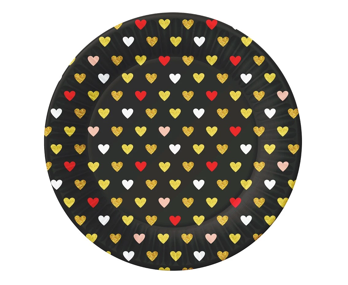 Paper plates XOXO collection (black), 18 cm/ 6 pcs. EOL