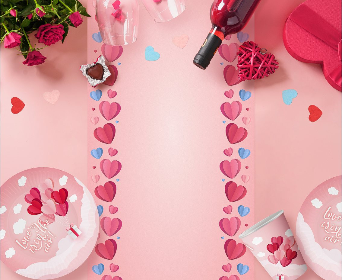 Paper cups Love Is In The Air collection (pink), 250 ml/ 6 pcs. EOL