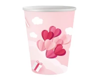 Paper cups Love Is In The Air collection (pink), 250 ml/ 6 pcs. EOL