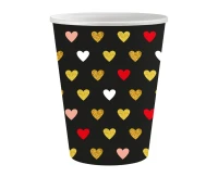 Paper cups XOXO collection (black), 250 ml/ 6 pcs. EOL