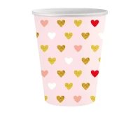 Paper cups XOXO collection (pink), 250 ml/ 6 pcs. EOL