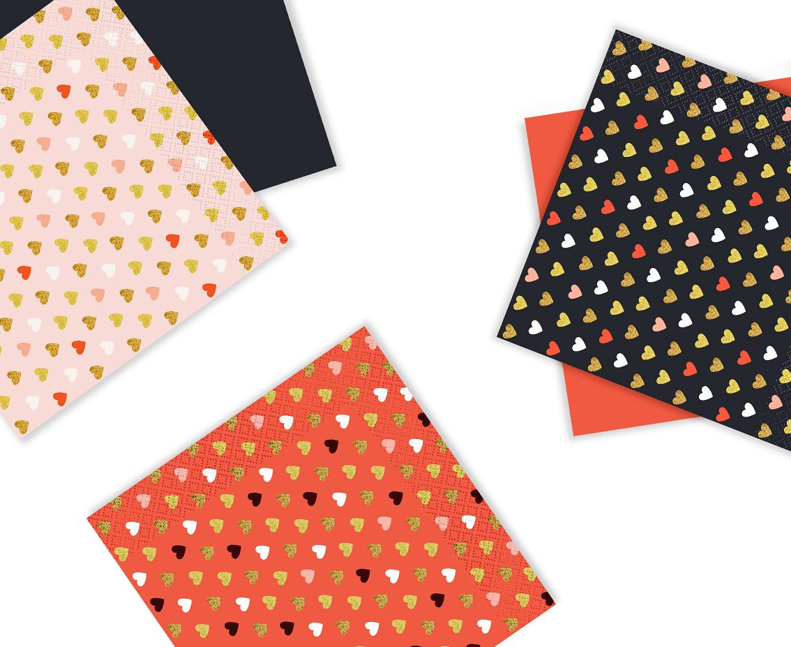 Paper napkins XOXO collection (red), 33x33 cm/ 20 pcs. EOL