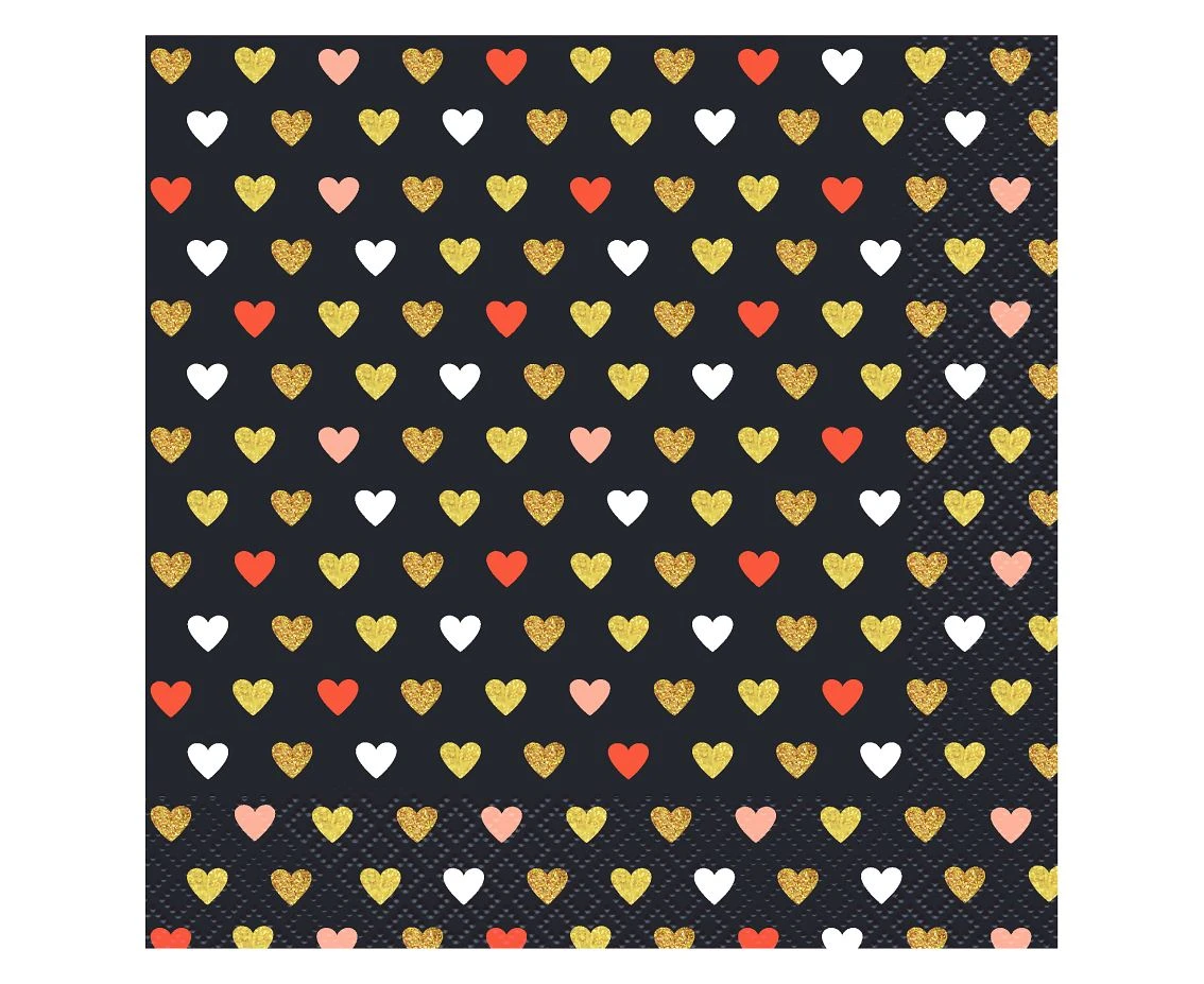 Paper napkins XOXO collection (black), 33x33 cm/ 20 pcs. EOL