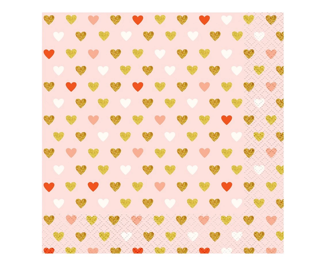 Paper napkins XOXO collection (pink), 33x33 cm/ 20 pcs. EOL