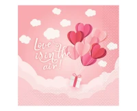 Paper napkins Love Is In The Air (pink), 33x33 cm/ 20 pcs. EOL