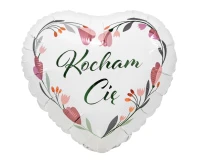 Foil balloon Kocham Cię (white heart), 18" EOL