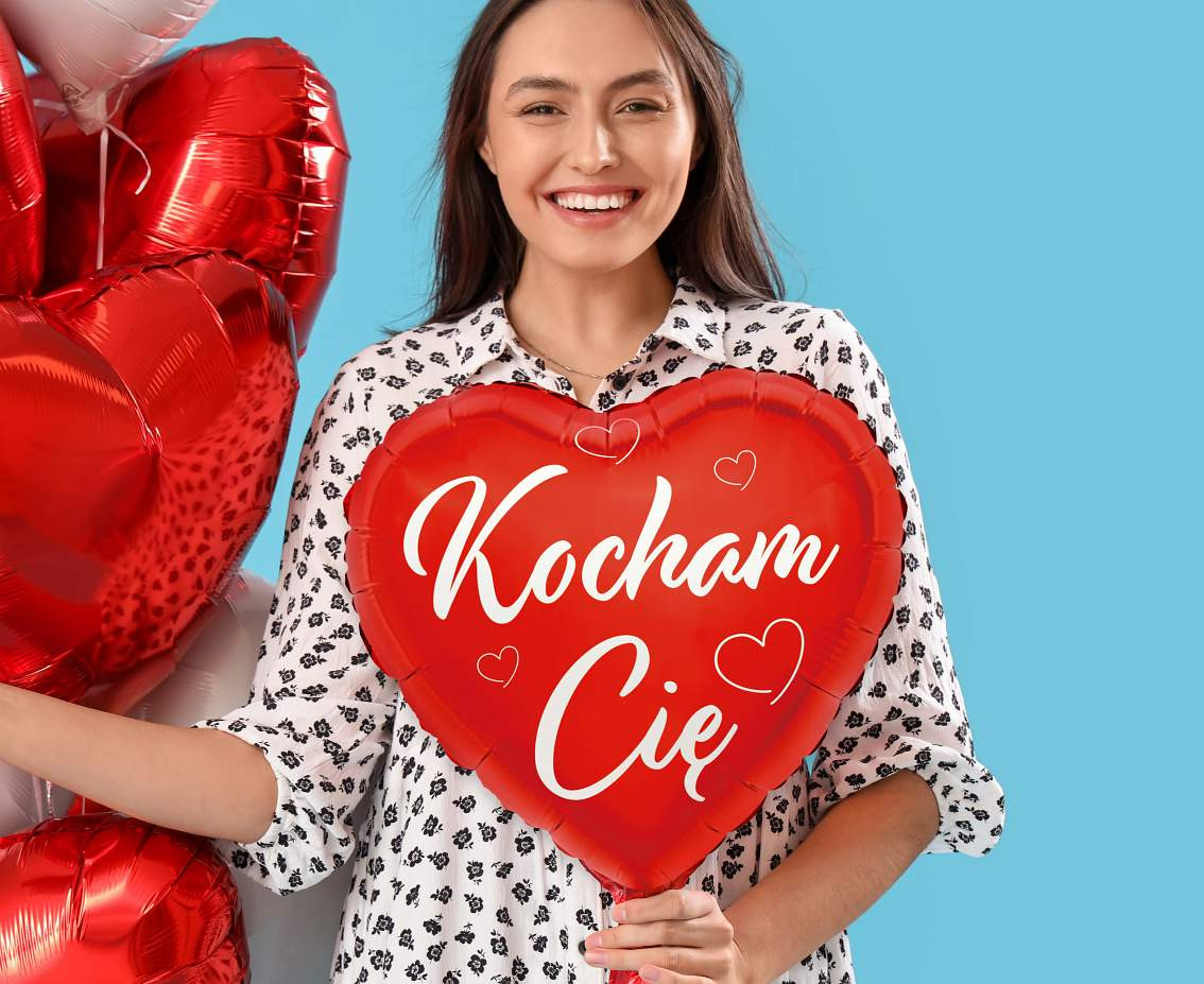 Foil balloon Kocham Cię (red heart), 18"