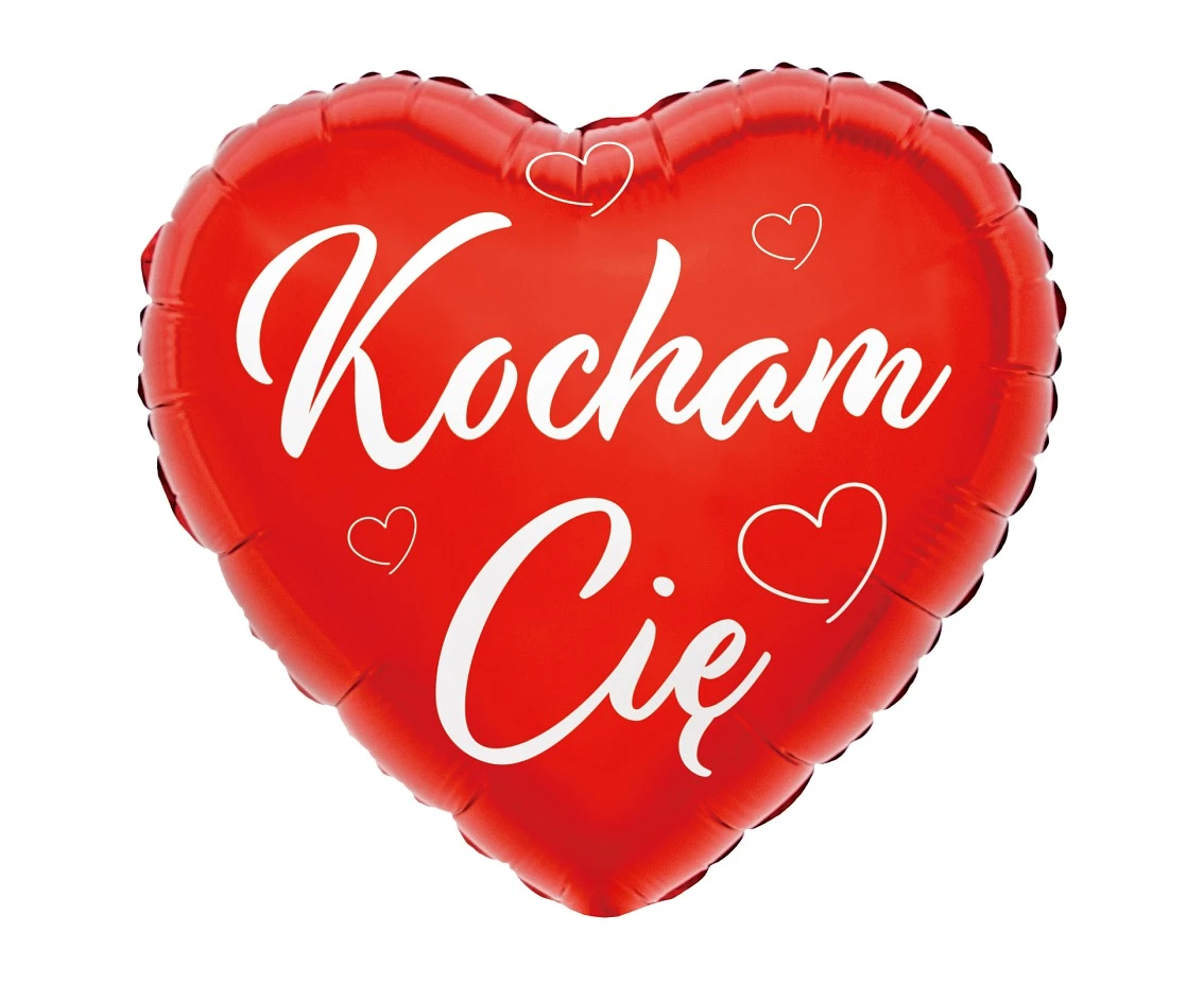 Foil balloon Kocham Cię (red heart), 18"