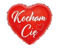 Foil balloon Kocham Cię (red heart), 18"
