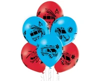 Balloons Belbal 12", D11, emerg. vehicles pa mix2 crystal, 6pcs