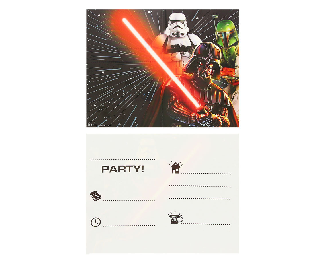 Invitations with "Star Wars-Galaxy" envelopes, 6 pcs.