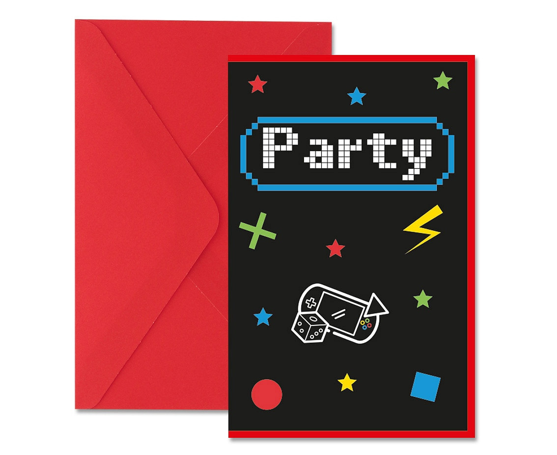 Invitations with envelopes "Gaming Party", 6 pcs.