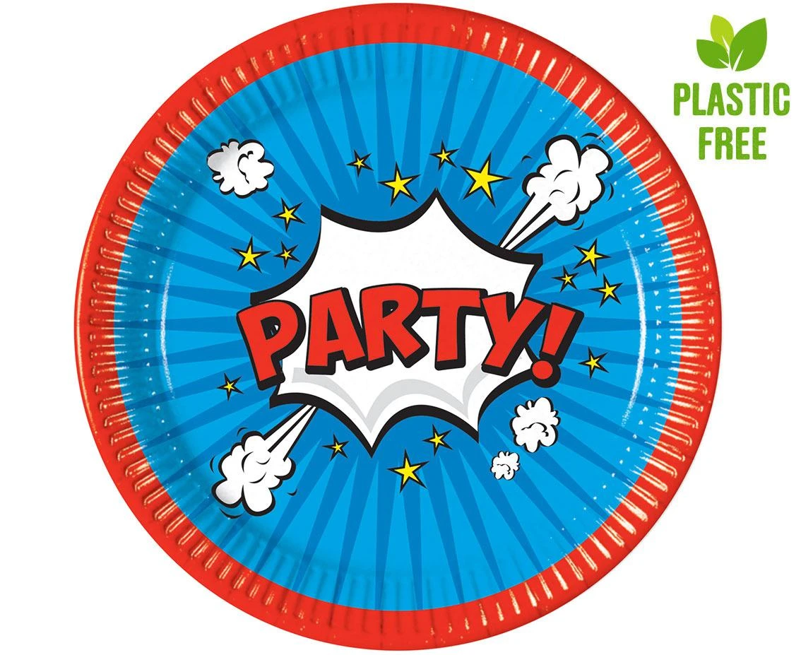 Paper plates Boom Party, next generation, 23cm, 8 pcs (plastic-free) EOL