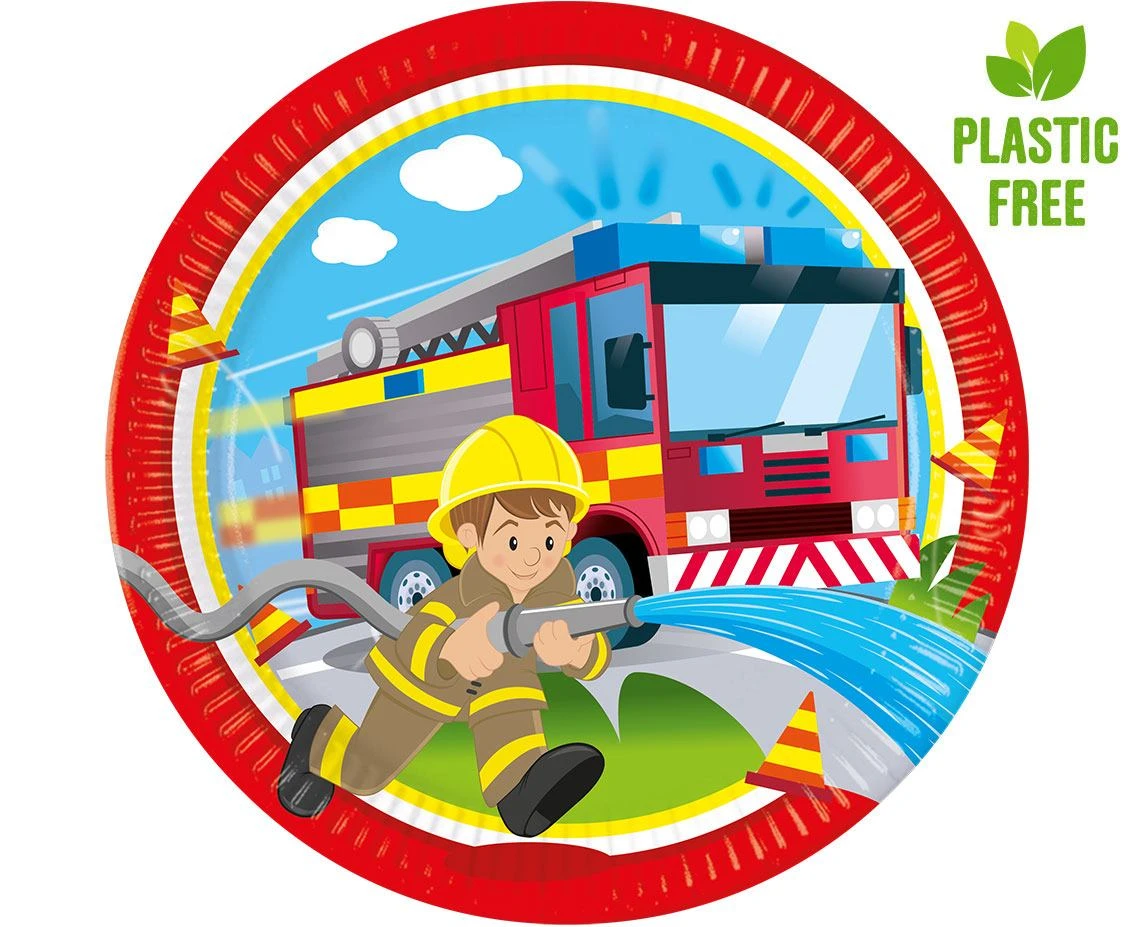 Paper plates Firefighters, next generation, 23cm, 8 pcs (plastic-free) EOL