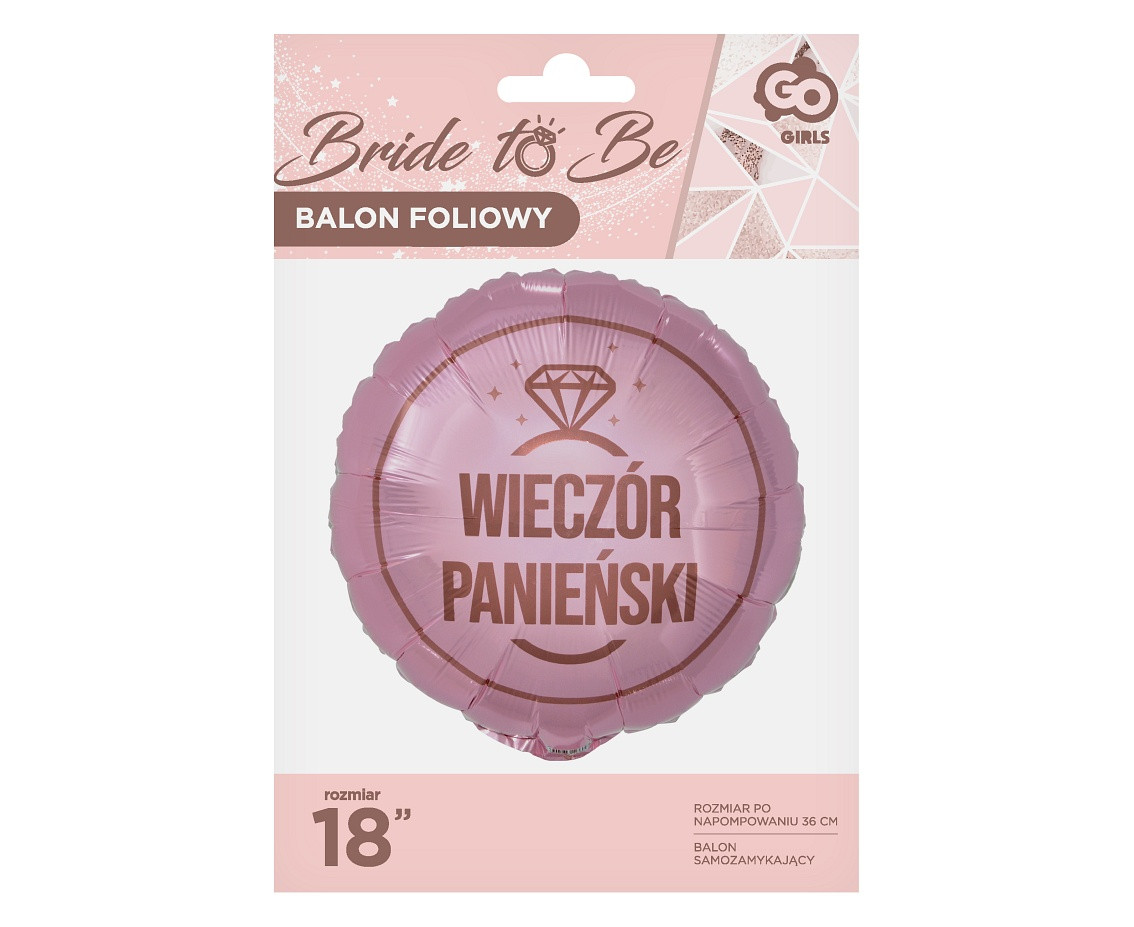Foil balloon Wieczór Panieński (pink), 18" EOL