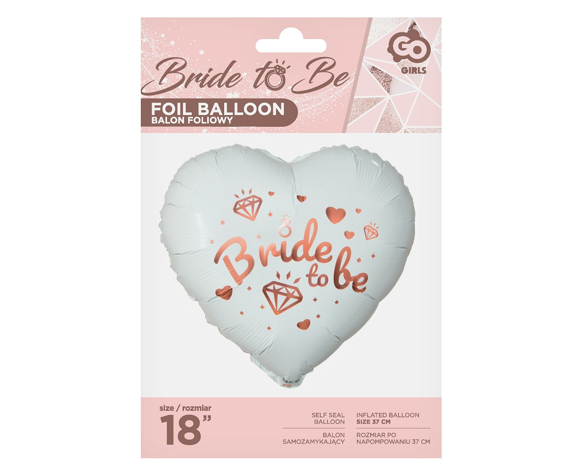 Foil balloon Bide To Be (white heart), 18" EOL