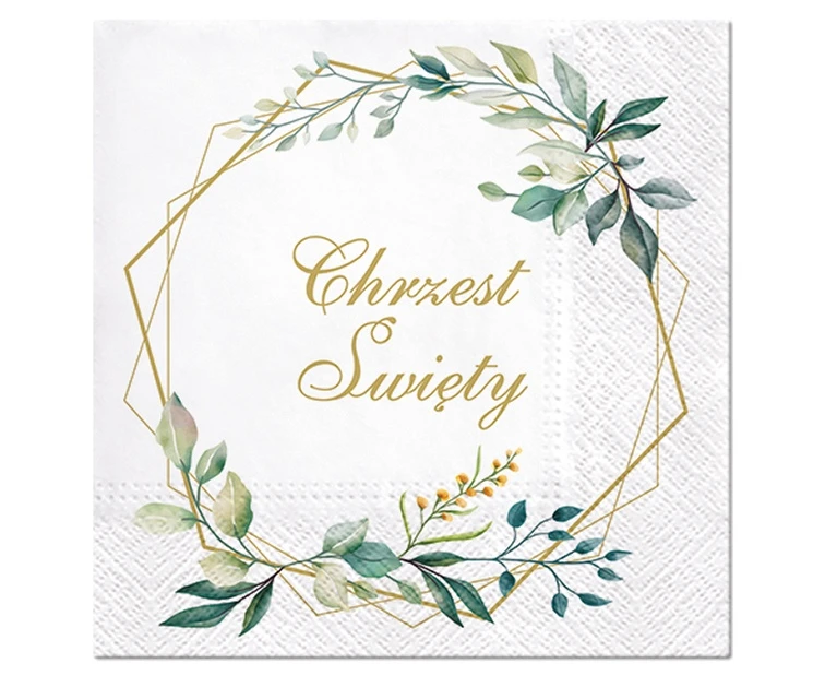 PAW Paper napkins Baptism Leaves Frame, 33 x 33 cm / 20 pcs.