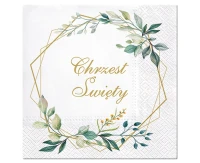 PAW Paper napkins Baptism Leaves Frame, 33 x 33 cm / 20 pcs.