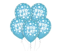 Happy Birthday balloons, blue, 30 cm, 5 pcs.