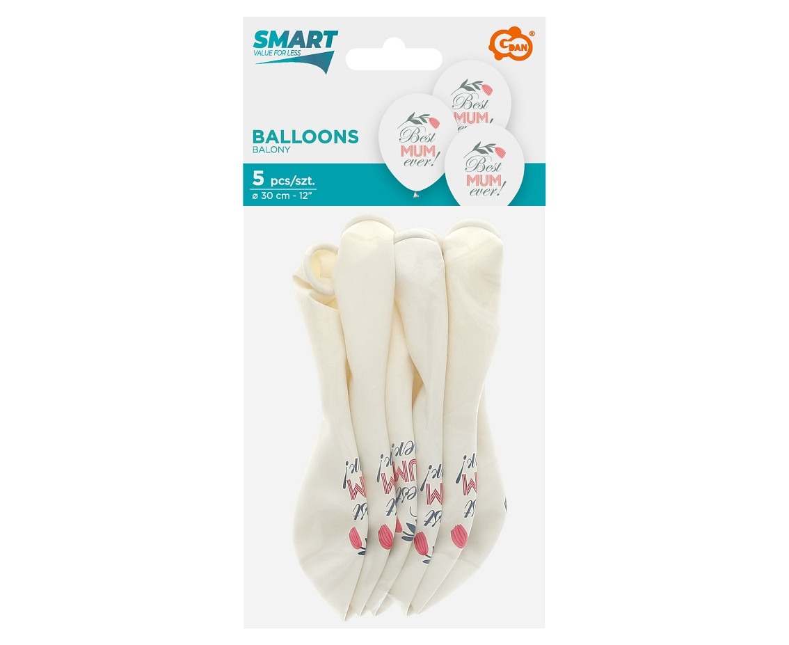 Best Mum Ever balloons, 12"/ 5 pcs EOL