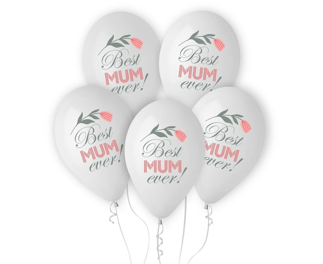 Best Mum Ever balloons, 12"/ 5 pcs EOL