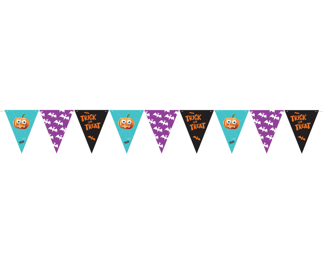 Boo paper flag garland, 250 cm, 9 flags