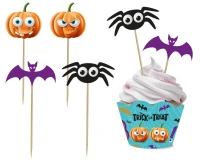 Boo picks and cake wrappers set, 6 + 6 pcs