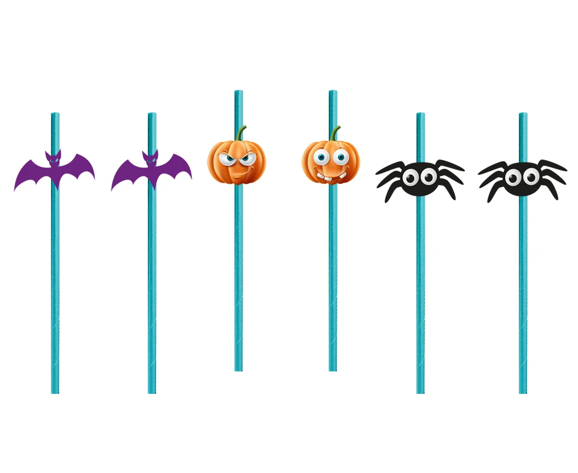 Boo paper straws, mix, 6 pcs