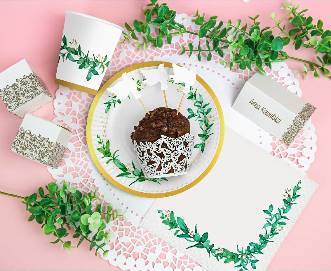 Paper cups Celebrate (leaves), 250 ml, 6 pcs EOL