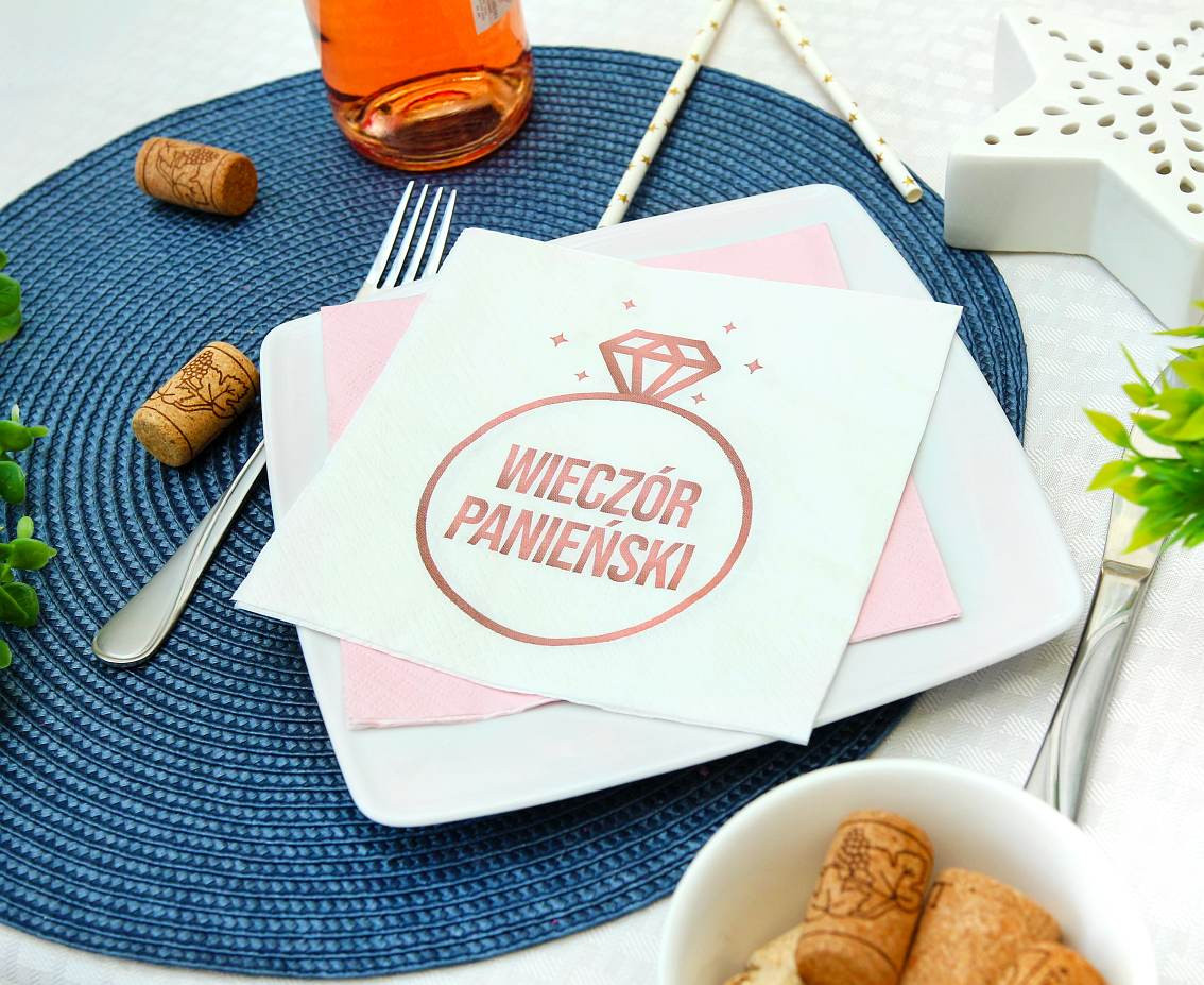 Paper napkins Wieczór Panieński (white), 33x33 cm/ 20 pcs. EOL