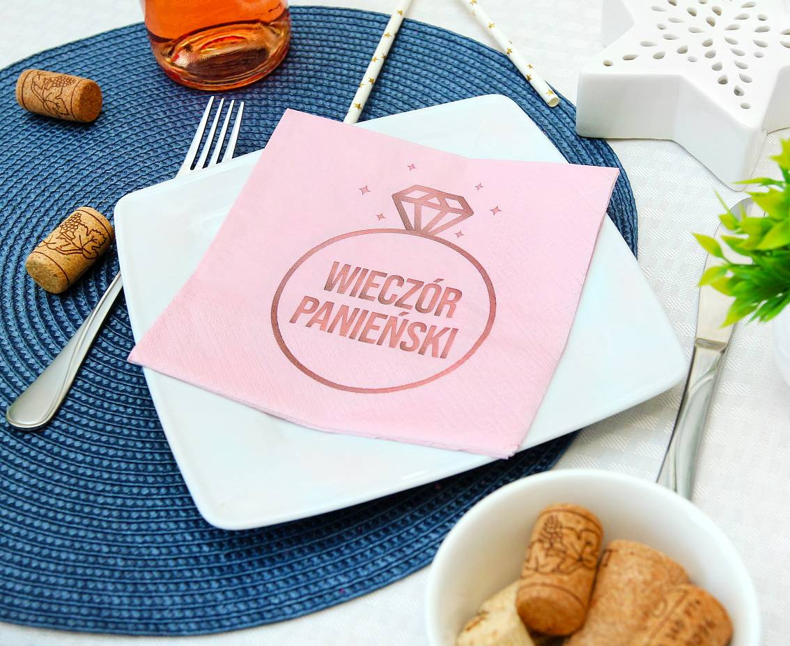 Paper napkins Wieczór Panieński (pink), 33x33 cm/ 20 pcs. EOL