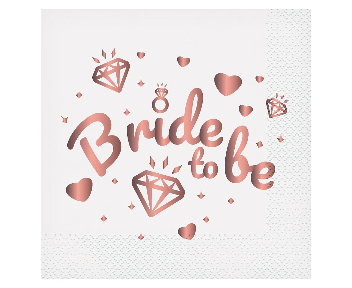 Paper napkins Bride To Be (white), 33x33 cm/ 20 pcs. EOL