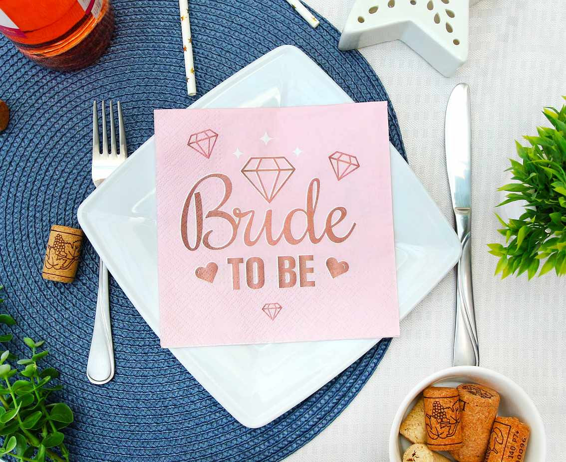Paper napkins Bride To Be (pink), 33x33 cm/ 20 pcs. EOL