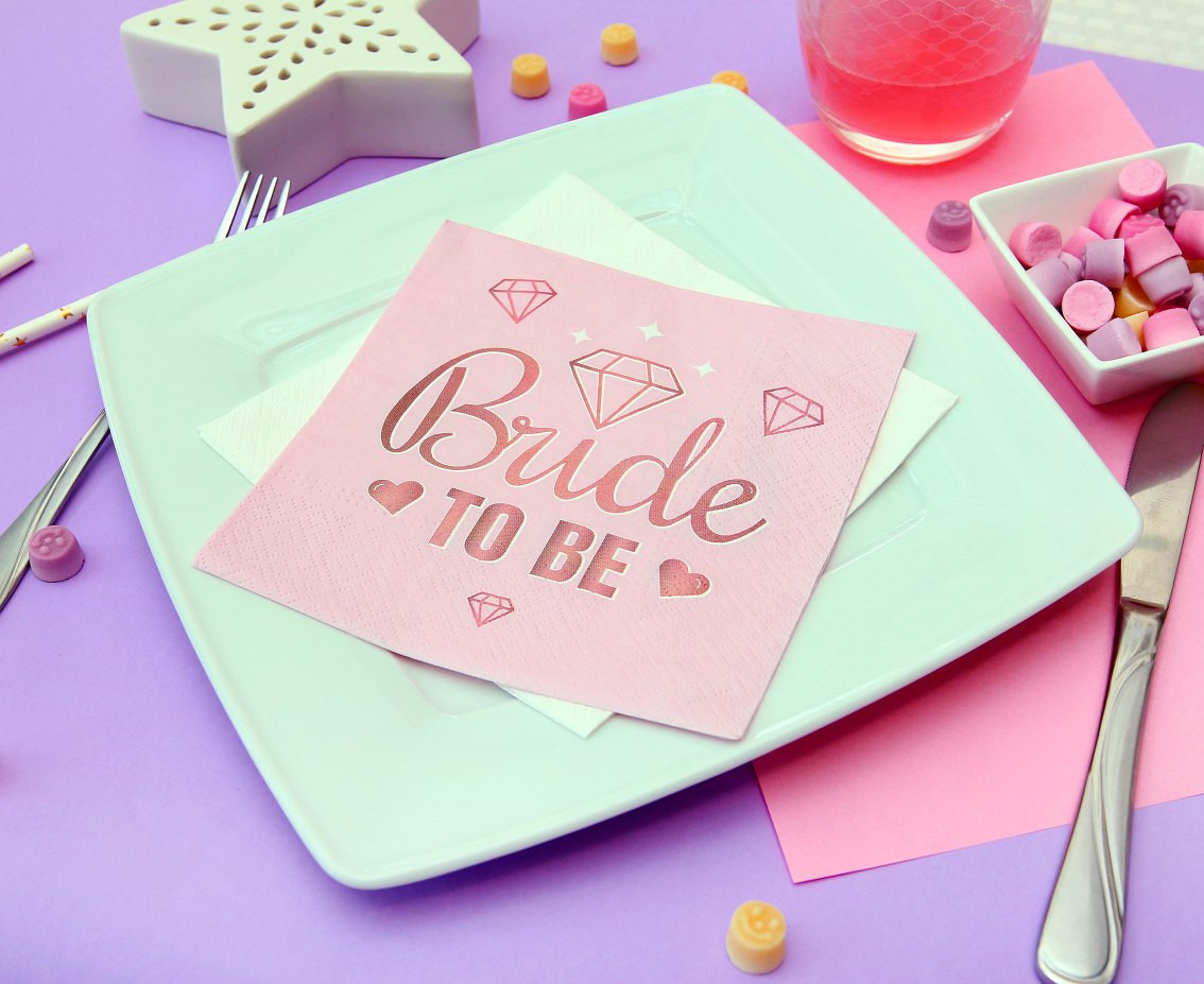 Paper napkins Bride To Be (pink), 33x33 cm/ 20 pcs. EOL