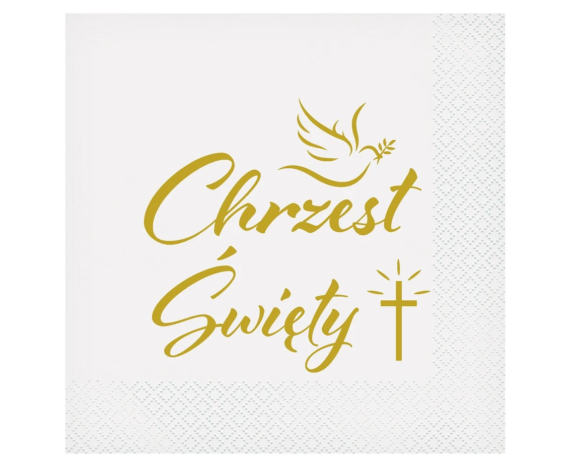 Paper napkins Christening (dove and cross), 33x33 cm/ 20 pcs.