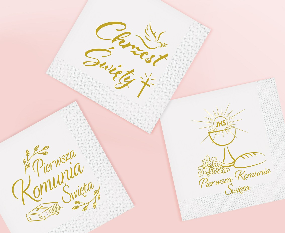 Paper napkins Christening (dove and cross), 33x33 cm/ 20 pcs.