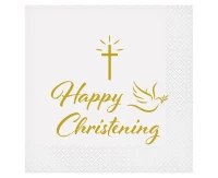 Paper napkins Happy Christening (cross and dove), 33x33 cm/ 20 pcs. EOL