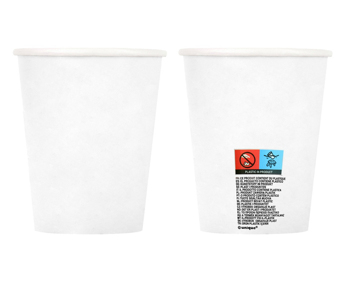 Paper cups White, 270 ml, 8 pcs (sup label)