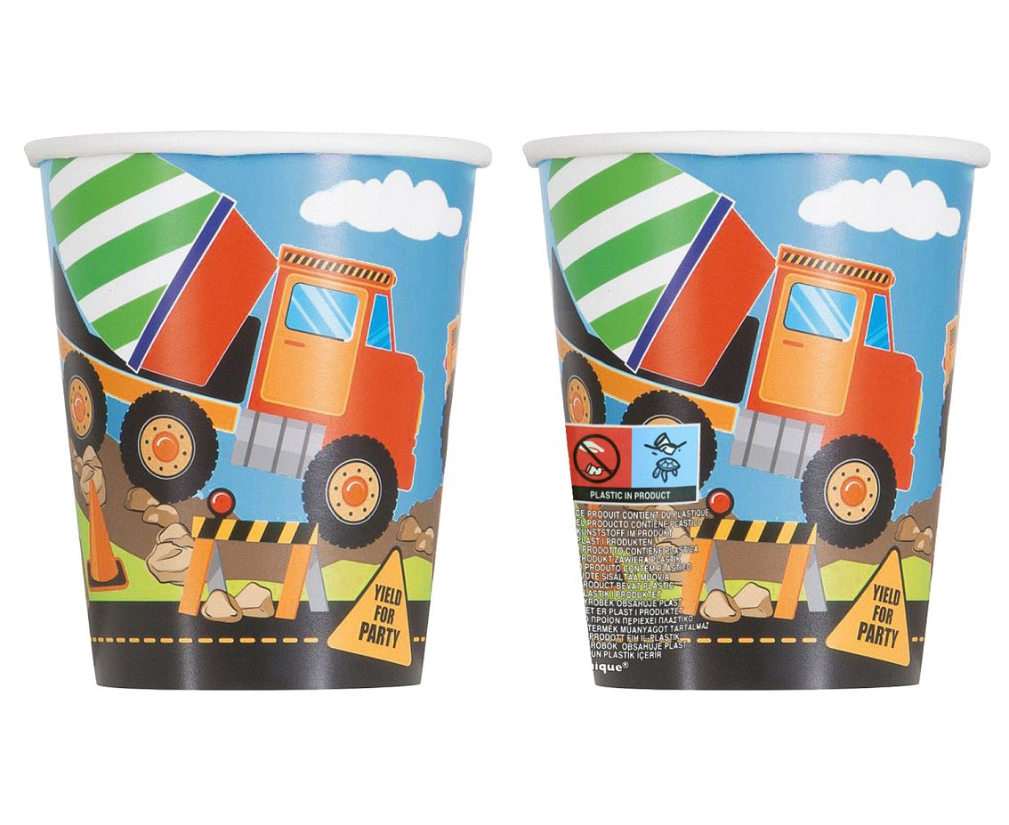 Paper cups Construction, 266 ml, 8 pcs (sup label)