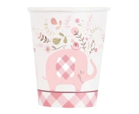 Paper cups Floral Elephant Pink, 266 ml, 8 pcs (sup label) EOL