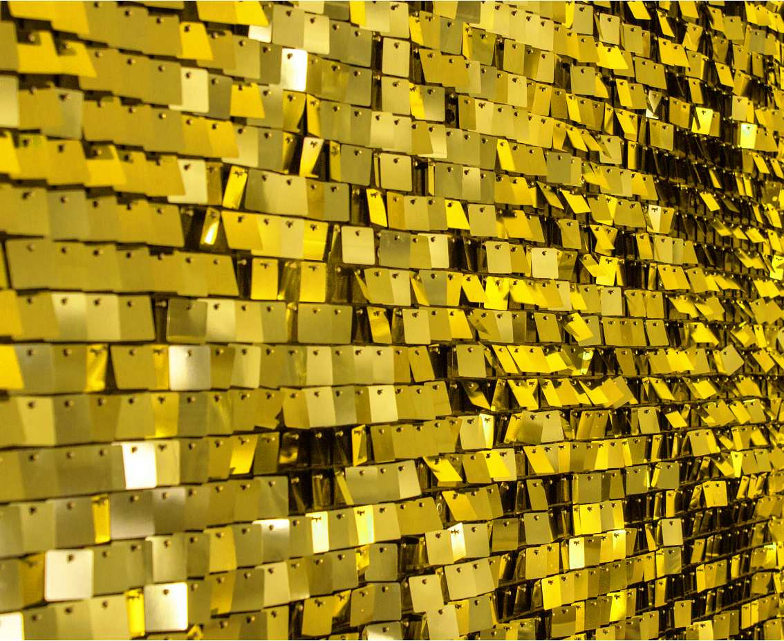 Decorative gold panel, transparent background, 30x30 cm / 100 squares